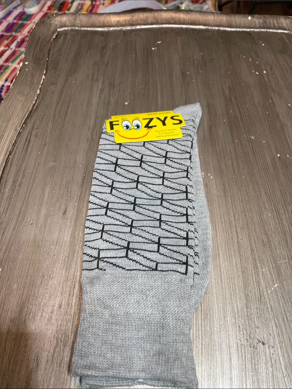 Foozys Men's Light Gray Patterned Dress Socks
